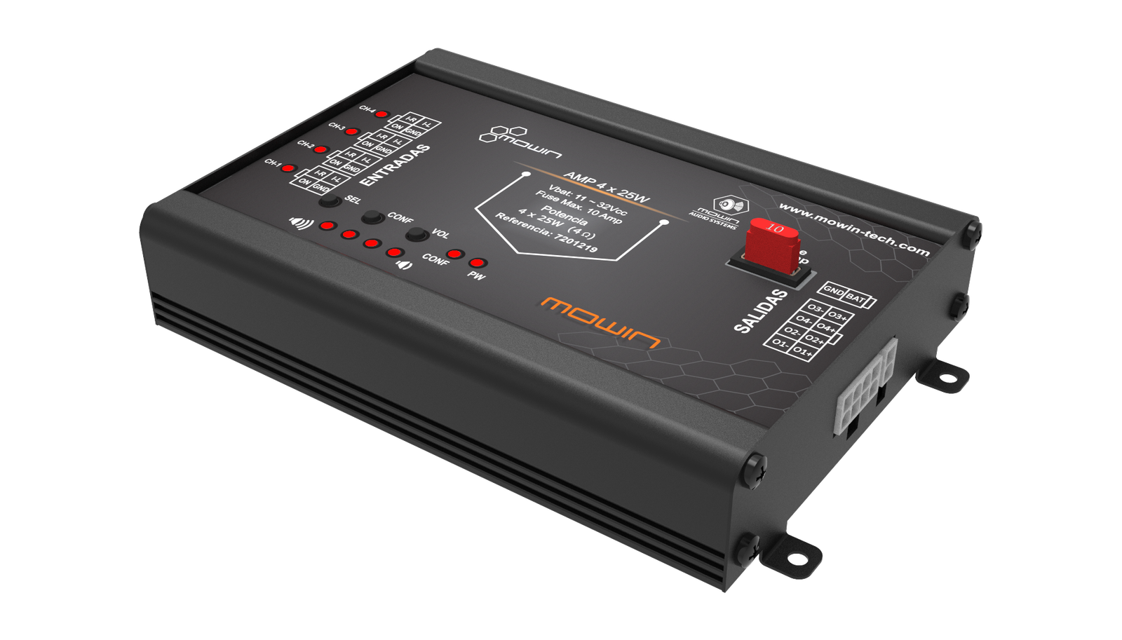 AMPLIFICADOR DE AUDIO 4X25W - Imagen 2