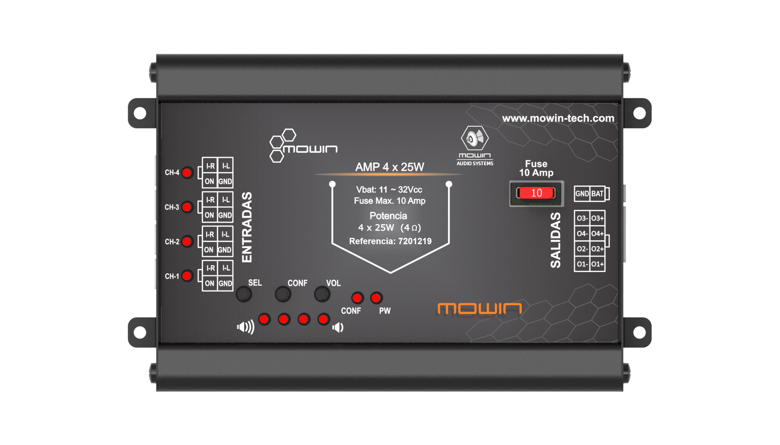 AMPLIFICADOR DE AUDIO 4X25W